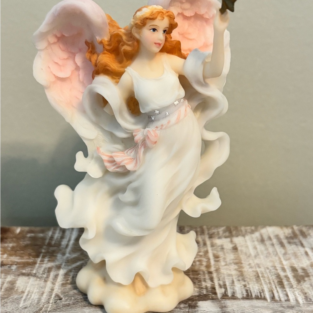 Elegant Angel Figurine with Pink and White Accents